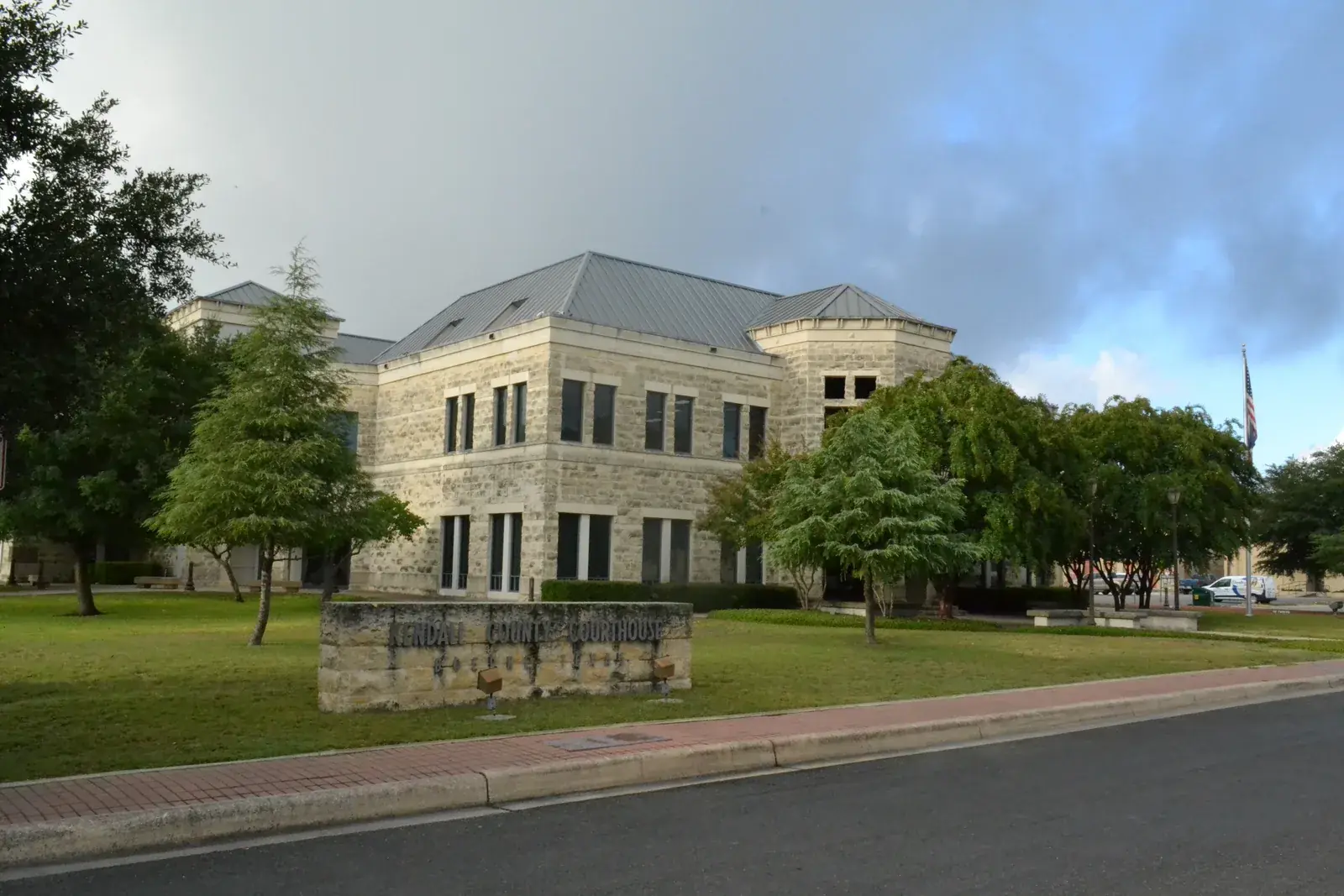 The Kendall County Courthouse, built in 1998, on San Antonio Avenue in Boerne